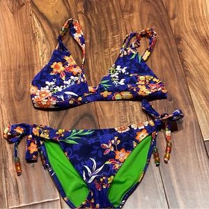 Multi-colored Bikini with Bead Accents